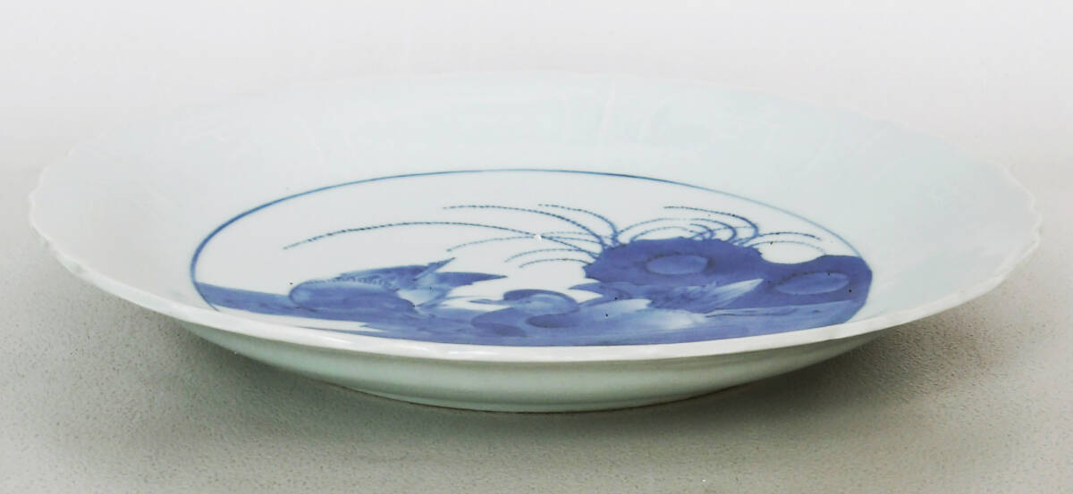 染付　陽刻　鴛鴦の図　中皿_画像5