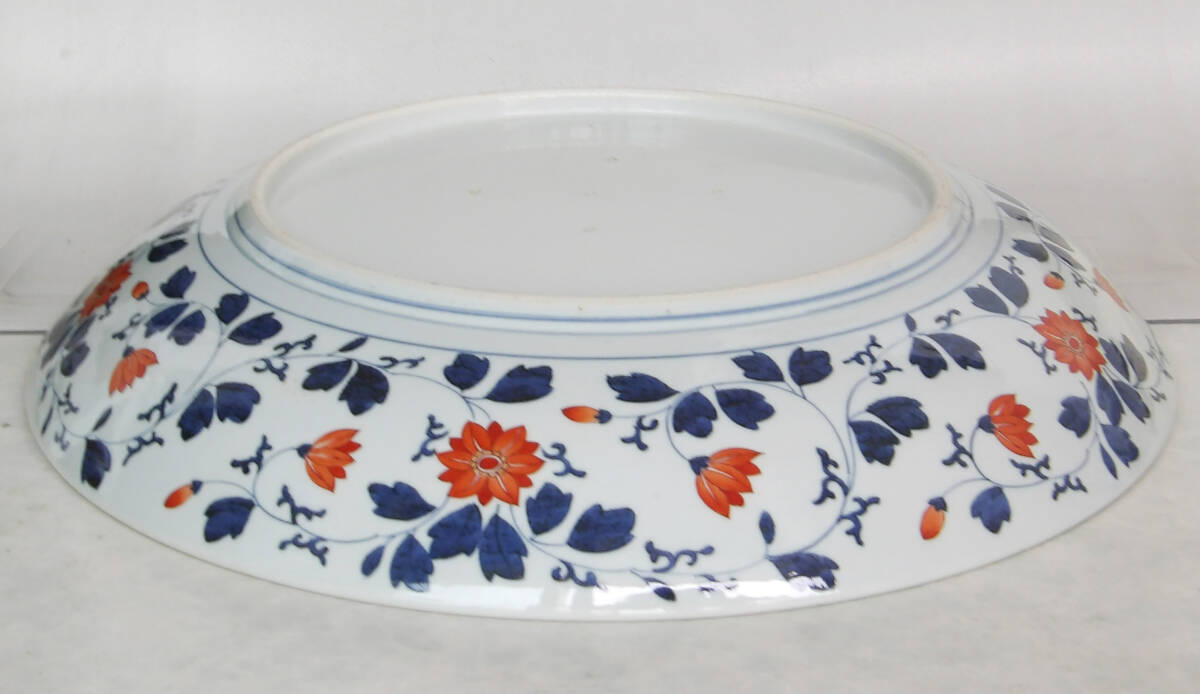 色絵　ラッタン人　帆船の図　大皿_画像9