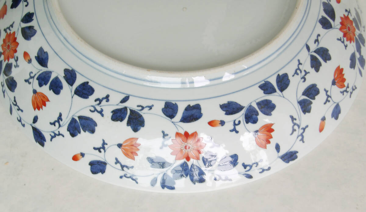 色絵　ラッタン人　帆船の図　大皿_画像10