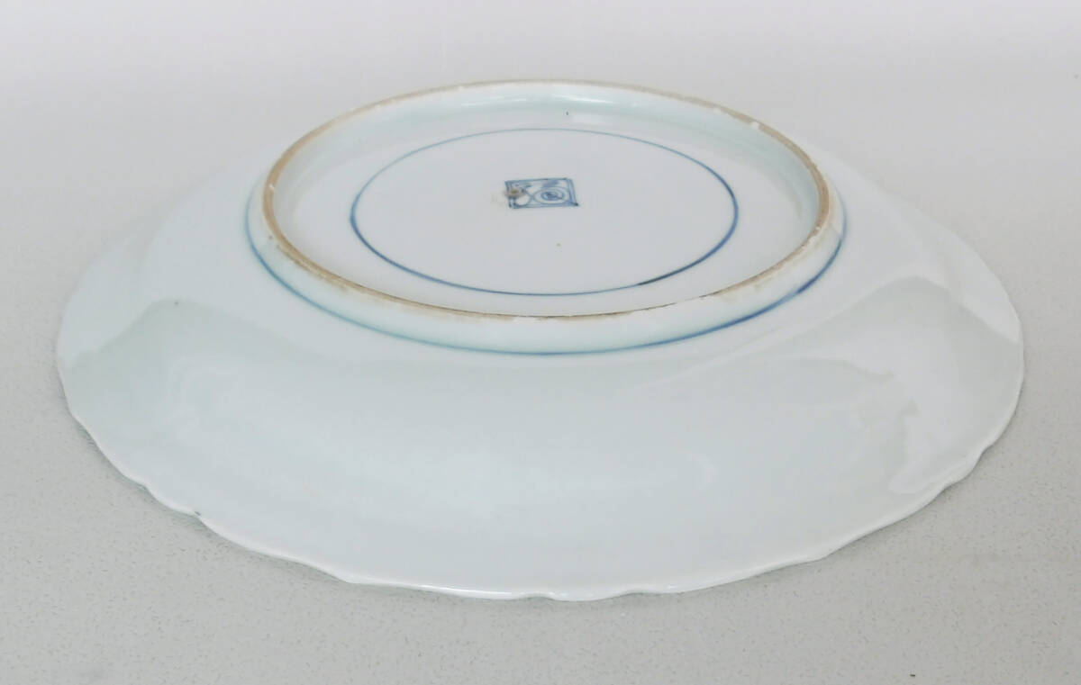 染付　陽刻　鴛鴦の図　中皿_画像8