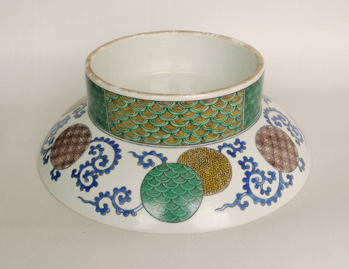 色絵　孔雀の図　高足大皿_画像9