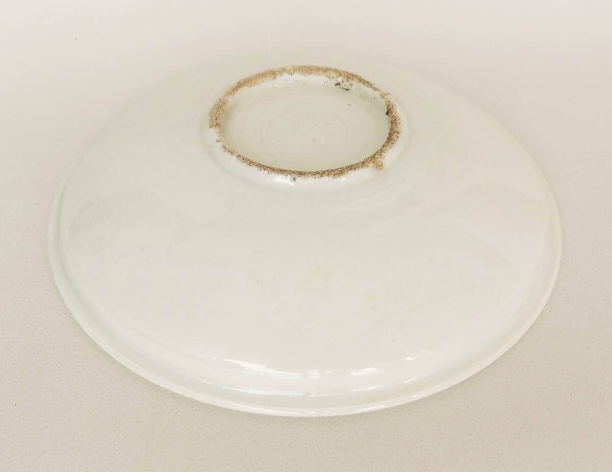 染付　風景と鳥の図　中皿_画像6