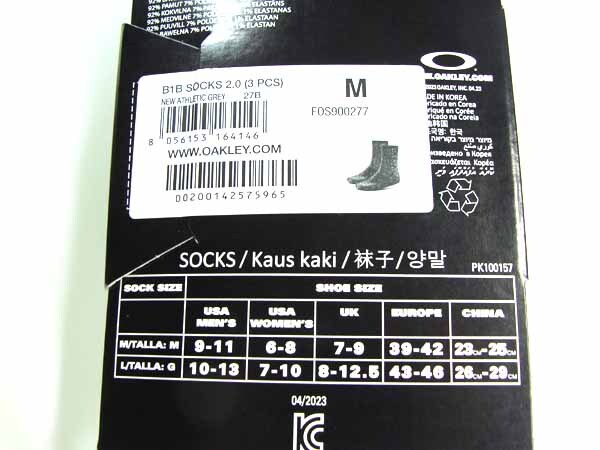 OAKLEY オークリー ソックス グレー 3足組 男女兼用 Mサイズ 帽子 ゴルフ アウトドア 【新品未使用品】 ◆アウトレット◆_画像5
