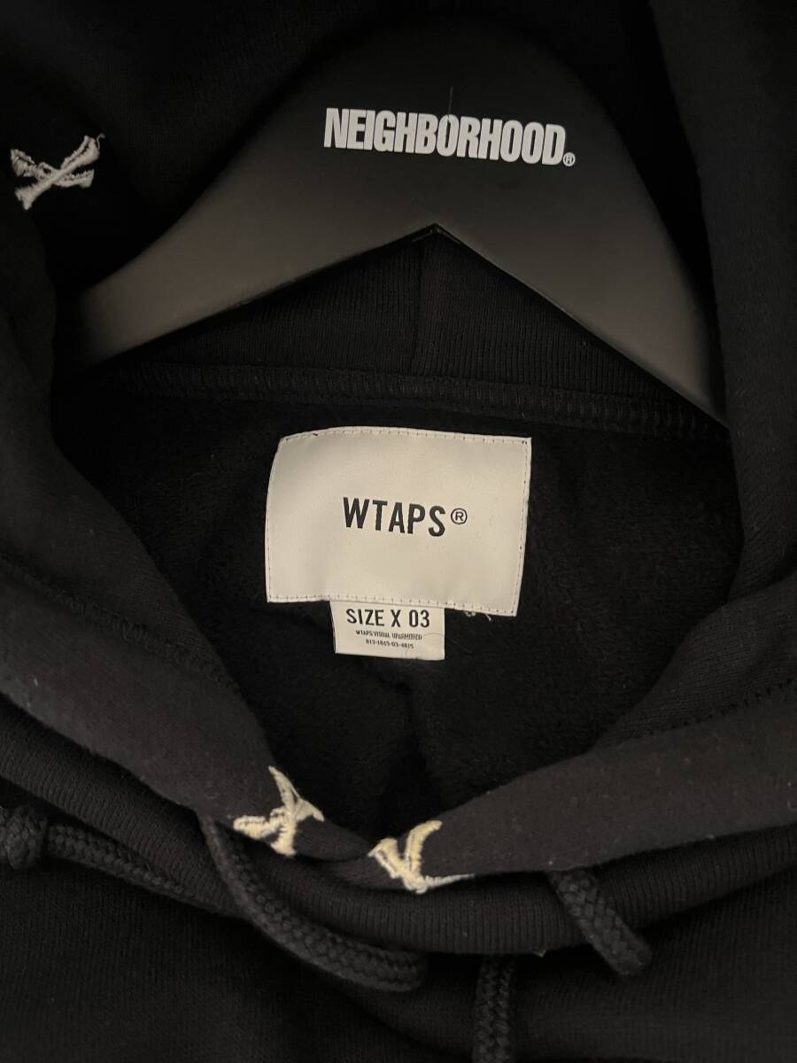 【USED】WTAPS クロスボーン刺繍フーディ BLACK LARGE(3) / ダブルタップス パーカー LIMA_画像4