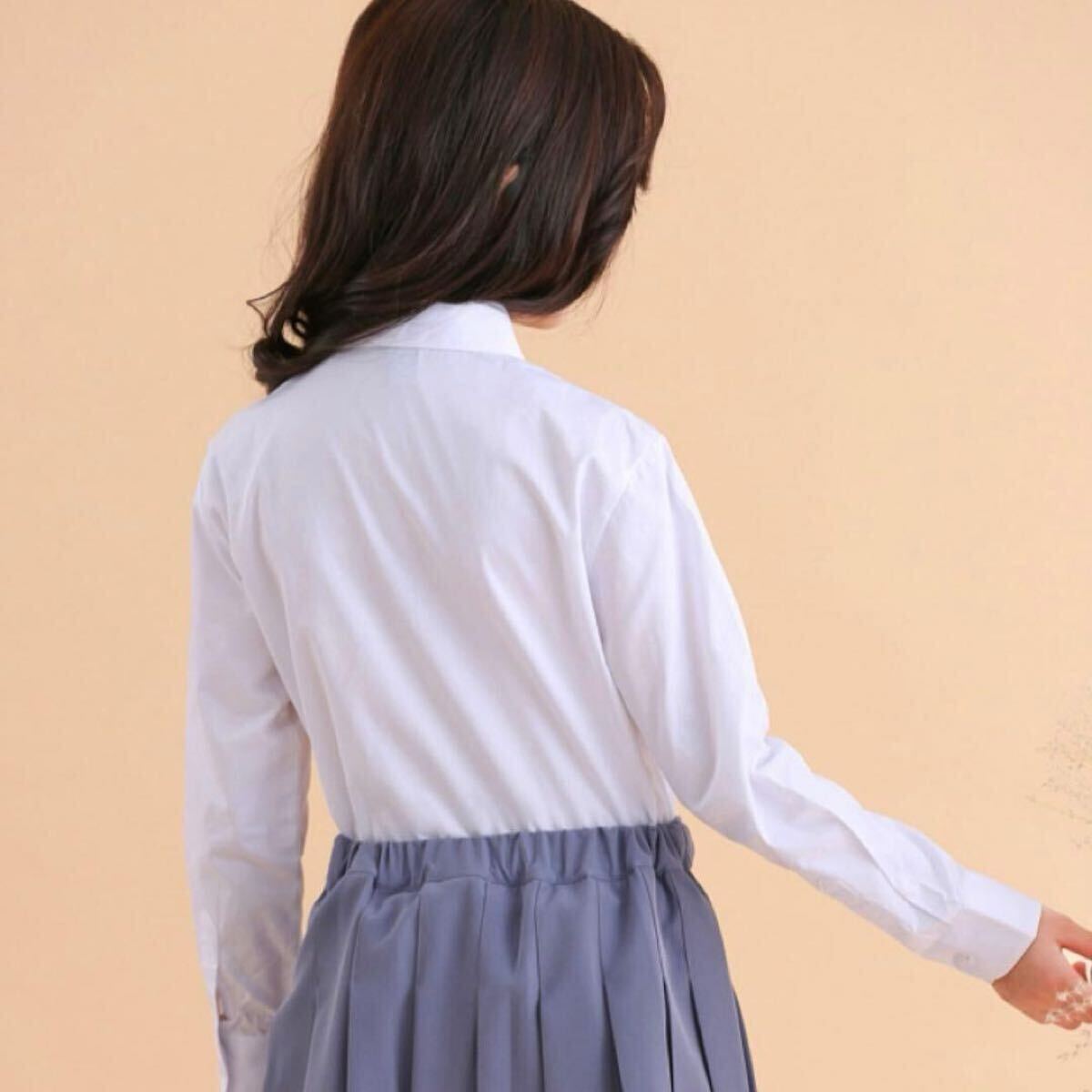 シャツ ブラウス 男の子 女の子 150 白 長袖 ノーマル 丸襟 シンプル フォーマル 制服 発表会 お稽古 卒園式 入学式 冠婚葬祭_画像3