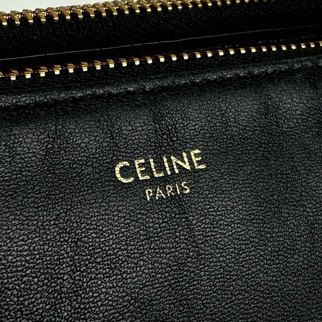 1円～■CELINE セリーヌ ショルダーバッグ クロスボディ 肩掛け 斜め掛け トリオ スモール ゴールド金具 黒 革 メンズ レディース 男女兼用_画像3