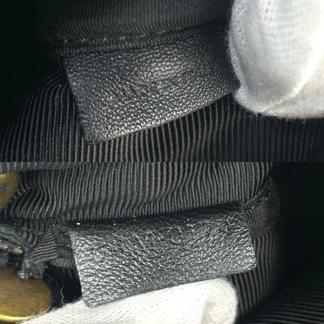 1円～■CELINE セリーヌ ショルダーバッグ クロスボディ 肩掛け 斜め掛け トリオ スモール ゴールド金具 黒 革 メンズ レディース 男女兼用_画像9