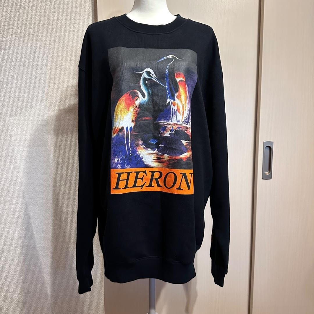 【HERON PRESTON】スウェット ブラック 鳥モチーフ / ak498_画像1