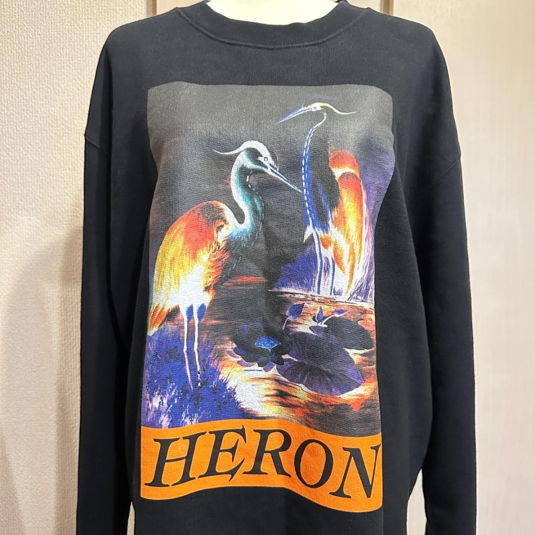 【HERON PRESTON】スウェット ブラック 鳥モチーフ / ak498_画像2