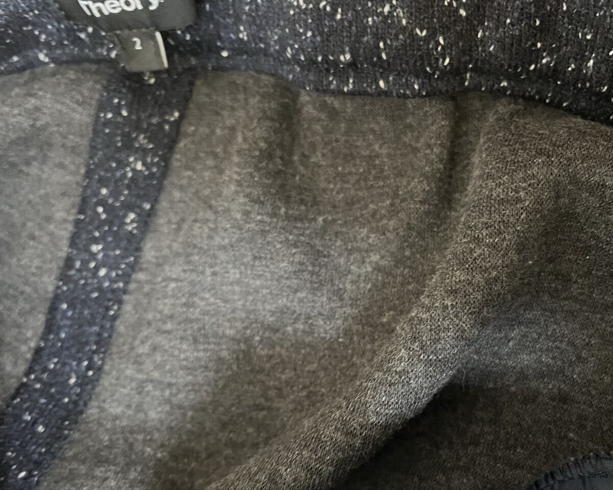 theoryセオリー ストレートニットパンツ霜降りネイビーウエストゴム ワイドパンツ_画像3