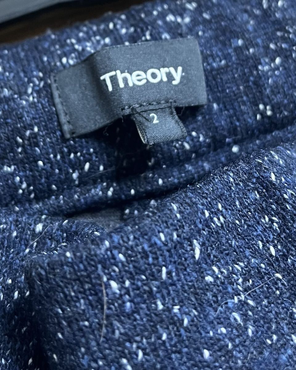 theoryセオリー ストレートニットパンツ霜降りネイビーウエストゴム ワイドパンツ_画像2