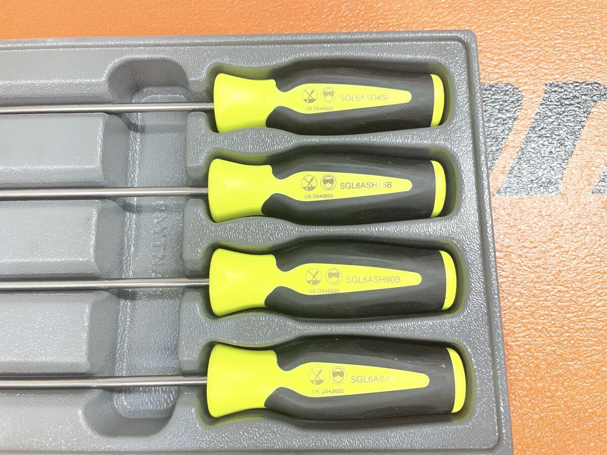 Snap-on ピックツールセット SGLASA604BHV ハイビジ イエロー 4本セット スナップオン ドライバー_画像3