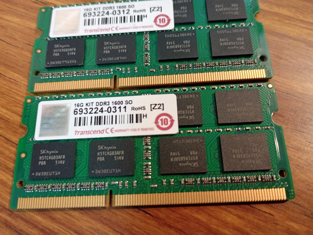 ■【1.5v】 合計16GB(8GB×2枚) PC3-12800S ■Transcend製 SK hynixチップ 余禄で16GBネタにも使える 類■②_画像3