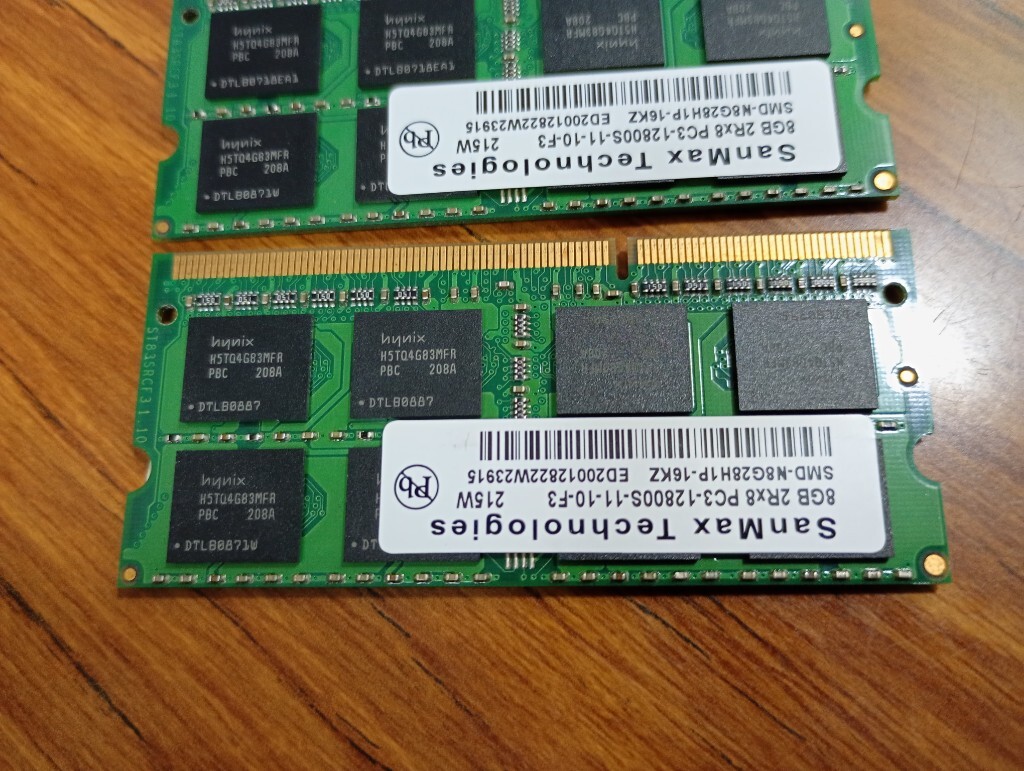■【1.5v】 合計16GB(8GB×2枚) PC3-12800S ■SanMax hynix チップ 類■①②_画像1