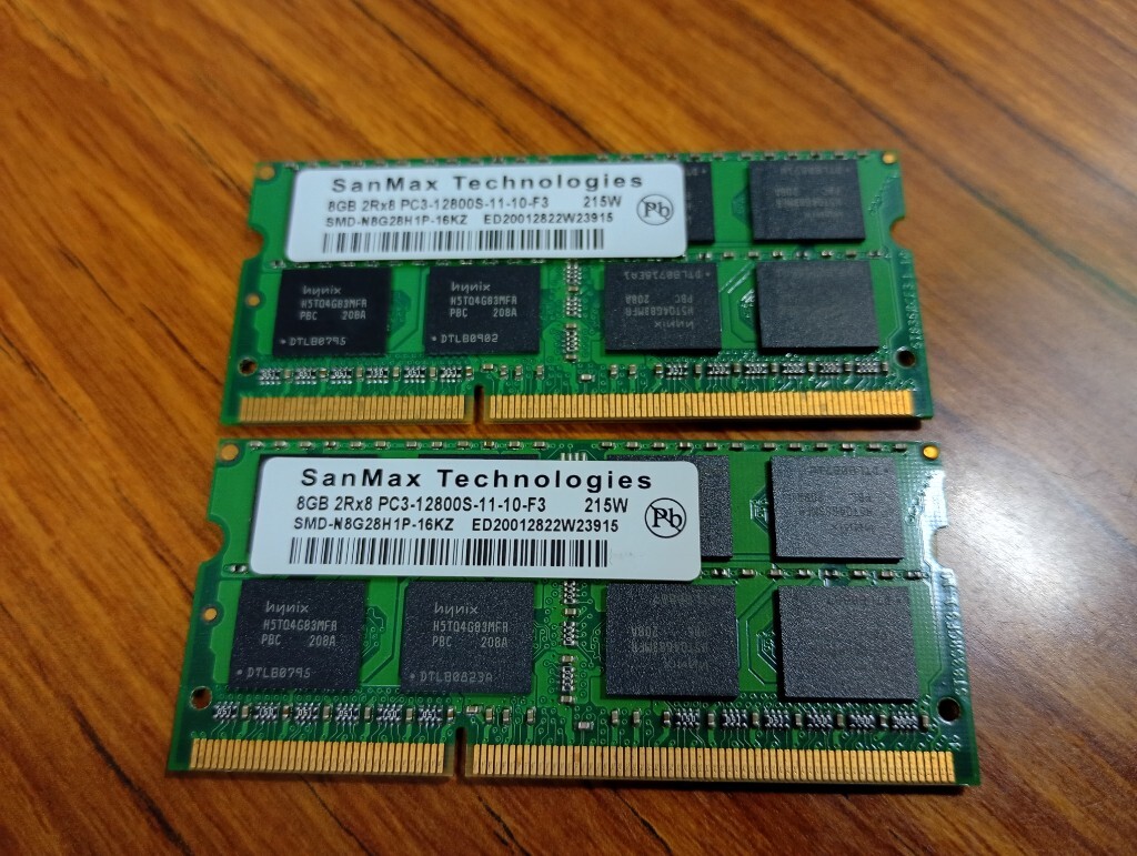 ■【1.5v】 合計16GB(8GB×2枚) PC3-12800S ■SanMax hynix チップ 類■①②_画像3
