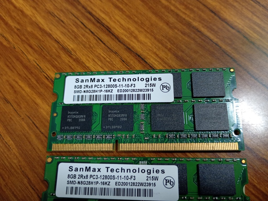 ■【1.5v】 合計16GB(8GB×2枚) PC3-12800S ■SanMax hynix チップ 類■①②_画像4