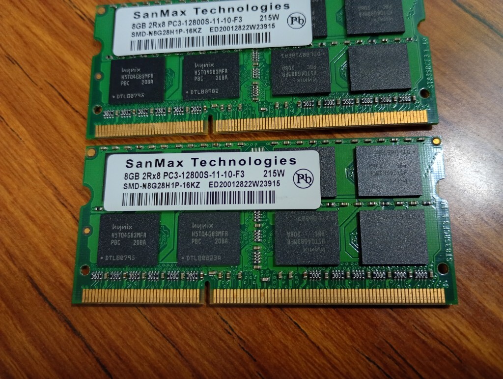 ■【1.5v】 合計16GB(8GB×2枚) PC3-12800S ■SanMax hynix チップ 類■①②_画像5