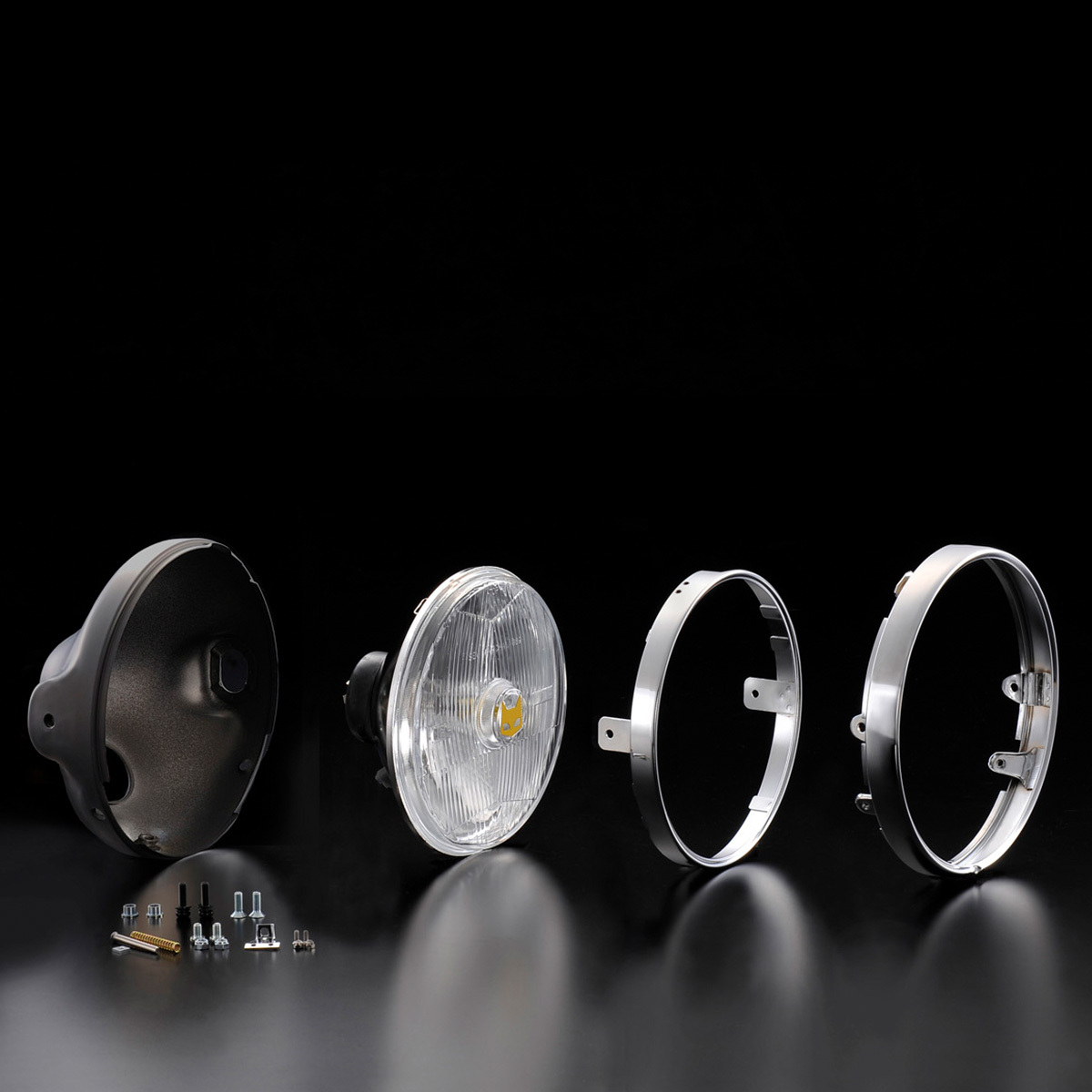 マーシャルヘッドライト889 ゼファー1100 φ200ライトに装着 クリアーレンズ・黒ケース 汎用 ライト径180mm 8017/6038_画像3