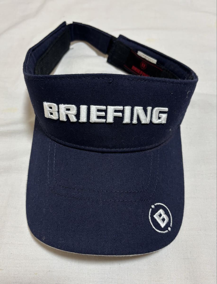 良品BRIEFING GOLFブリーフィングゴルフサンバイザー紺色ネイビーキャップキャロウェイ BEAMS newbalanceパーリーゲイツ好きにも_画像1
