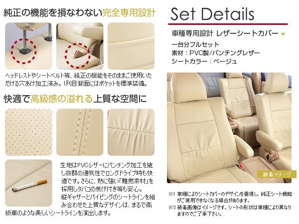 シートカバー AZ-ワゴン AZワゴン MD系 前期 後期 ベージュ PVCレザーシートカバー H10/9～H14/8 4人乗り 1セット イス カバー 保護_画像2