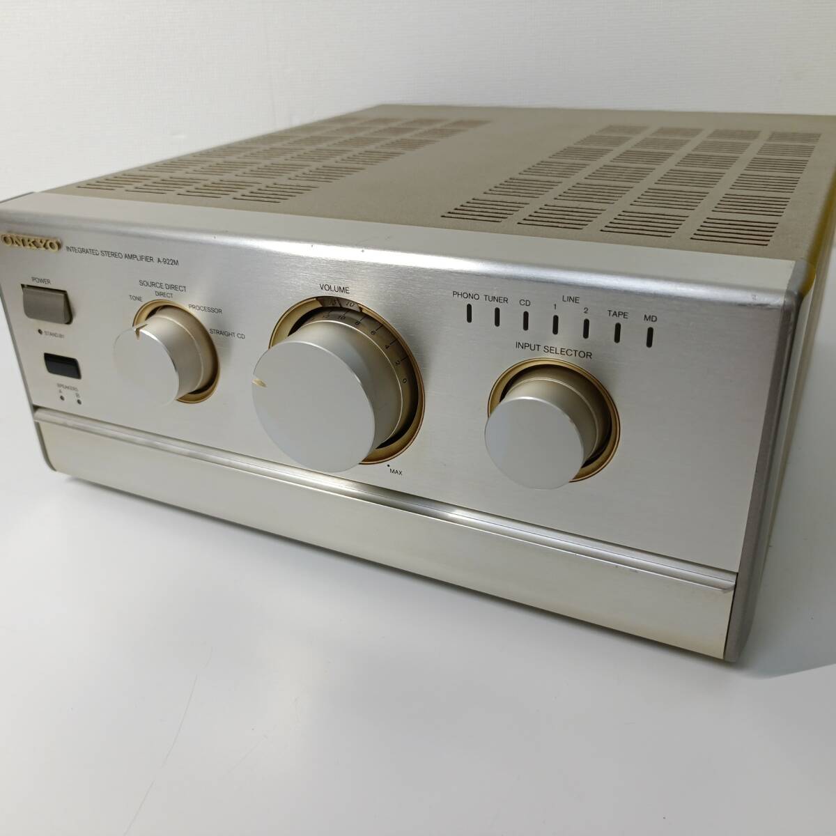 ONKYO オンキョー INTEGRATED STEREO AMPLIFIER A-922M プリメインアンプ 中古 匿名配送 通電確認済み 通電OK 現状品_画像1