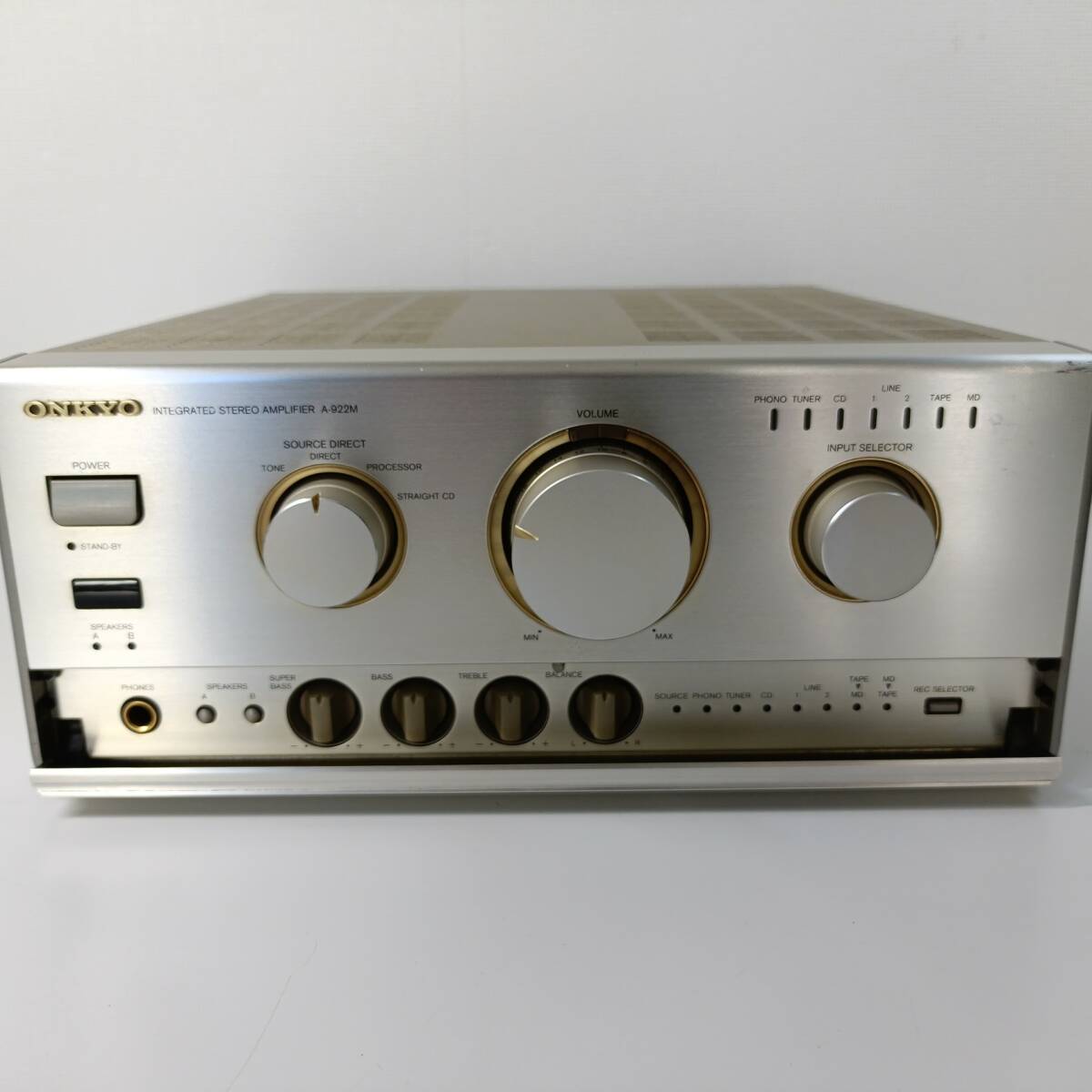 ONKYO オンキョー INTEGRATED STEREO AMPLIFIER A-922M プリメインアンプ 中古 匿名配送 通電確認済み 通電OK 現状品_画像3