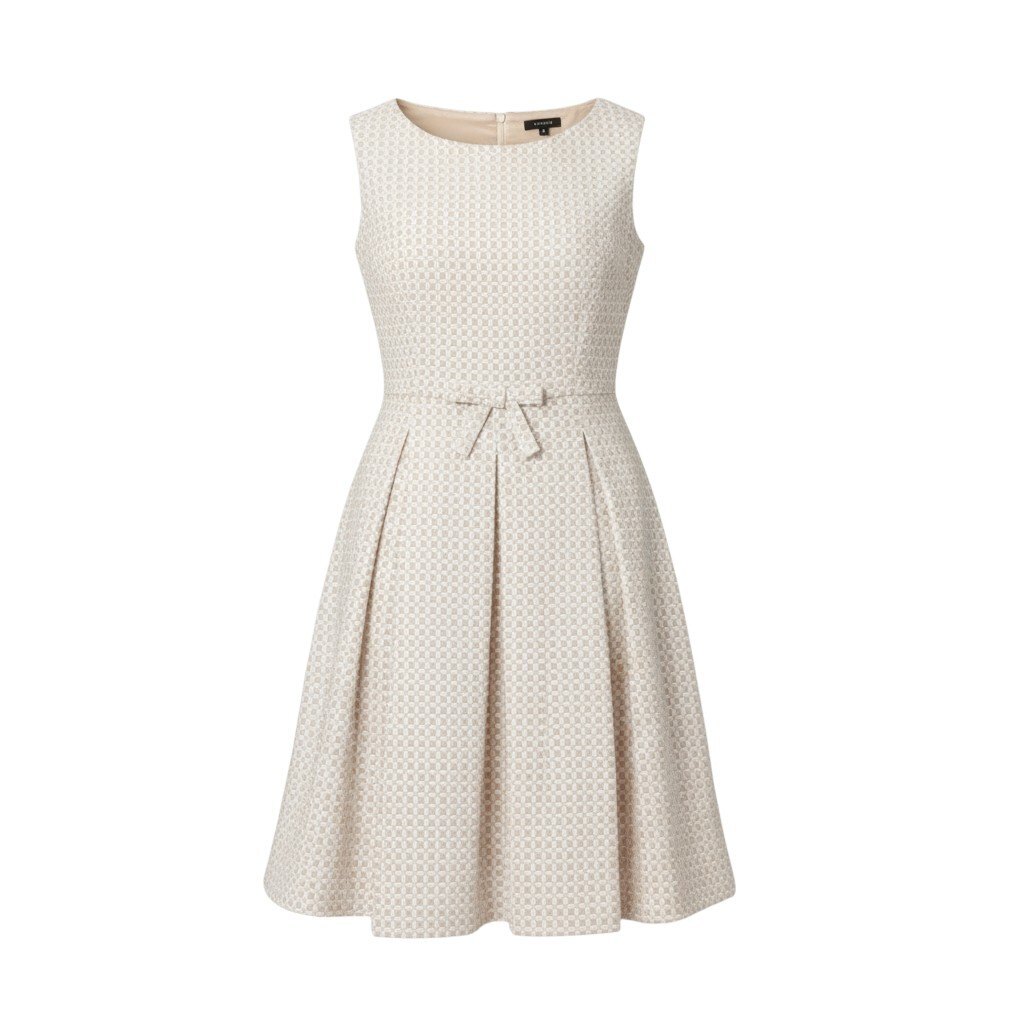 47k5 TOCCA トッカ CLOVER クローバードレス ノースリーブワンピース 総柄 刺繍 ウエストリボン OPTOYM0250 0 ピンク オフホワイトo07t_画像1