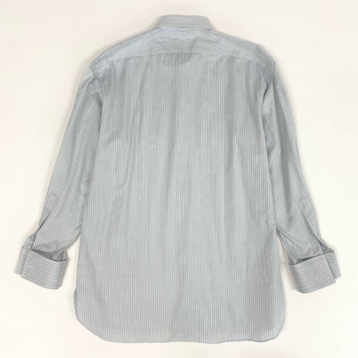 31k2 Ermenegildo Zegna エルメネジルドゼニア 長袖 ドレスシャツ ビジネス フォーマル 41 Lサイズ相当 ブルー コットン メンズo07t_画像2