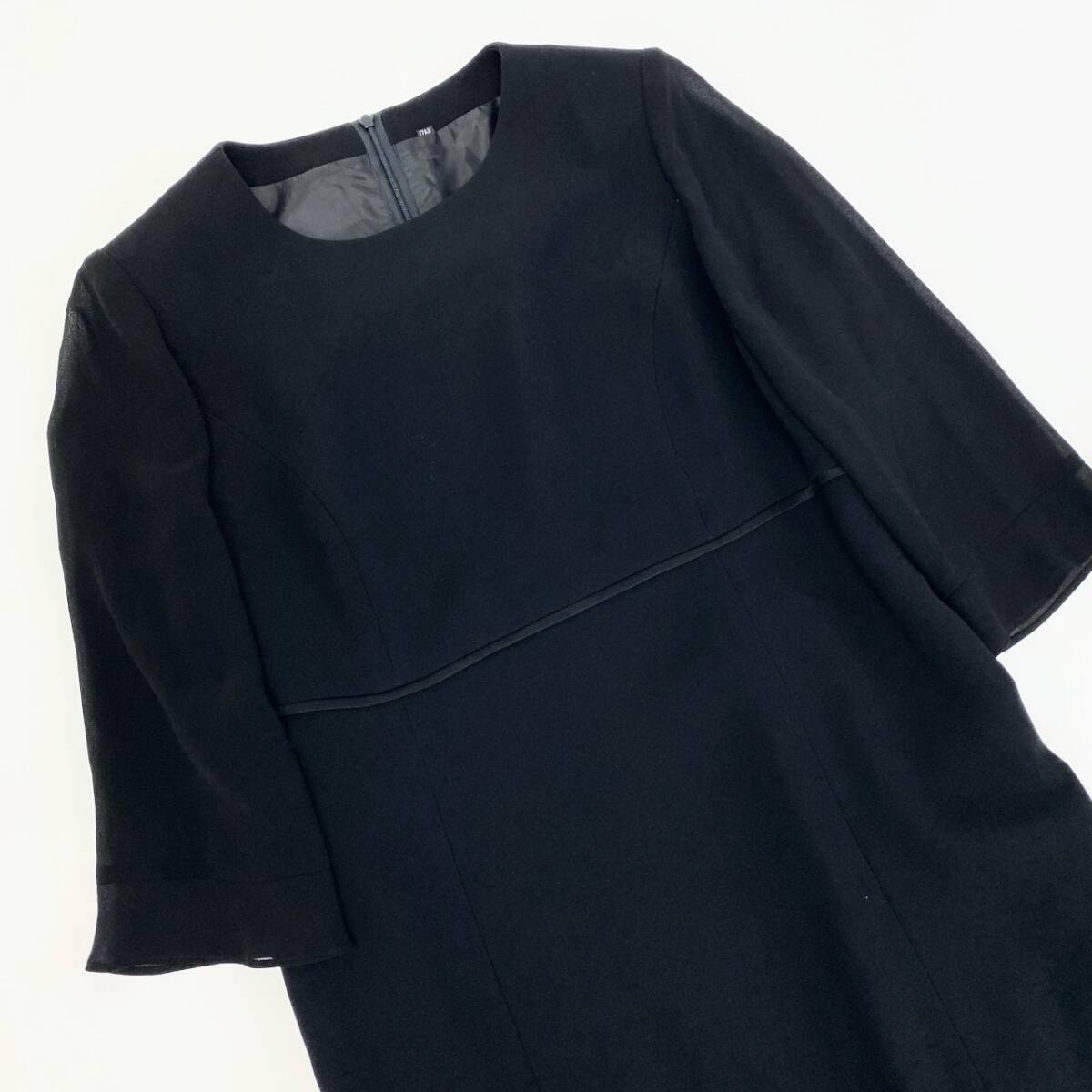 74k4 TOKYO IGIN 東京イギン 大きいサイズ ブラックフォーマル ワンピース ジャケット セットアップ ドレス 17AR ブラック レディースo07t_画像3