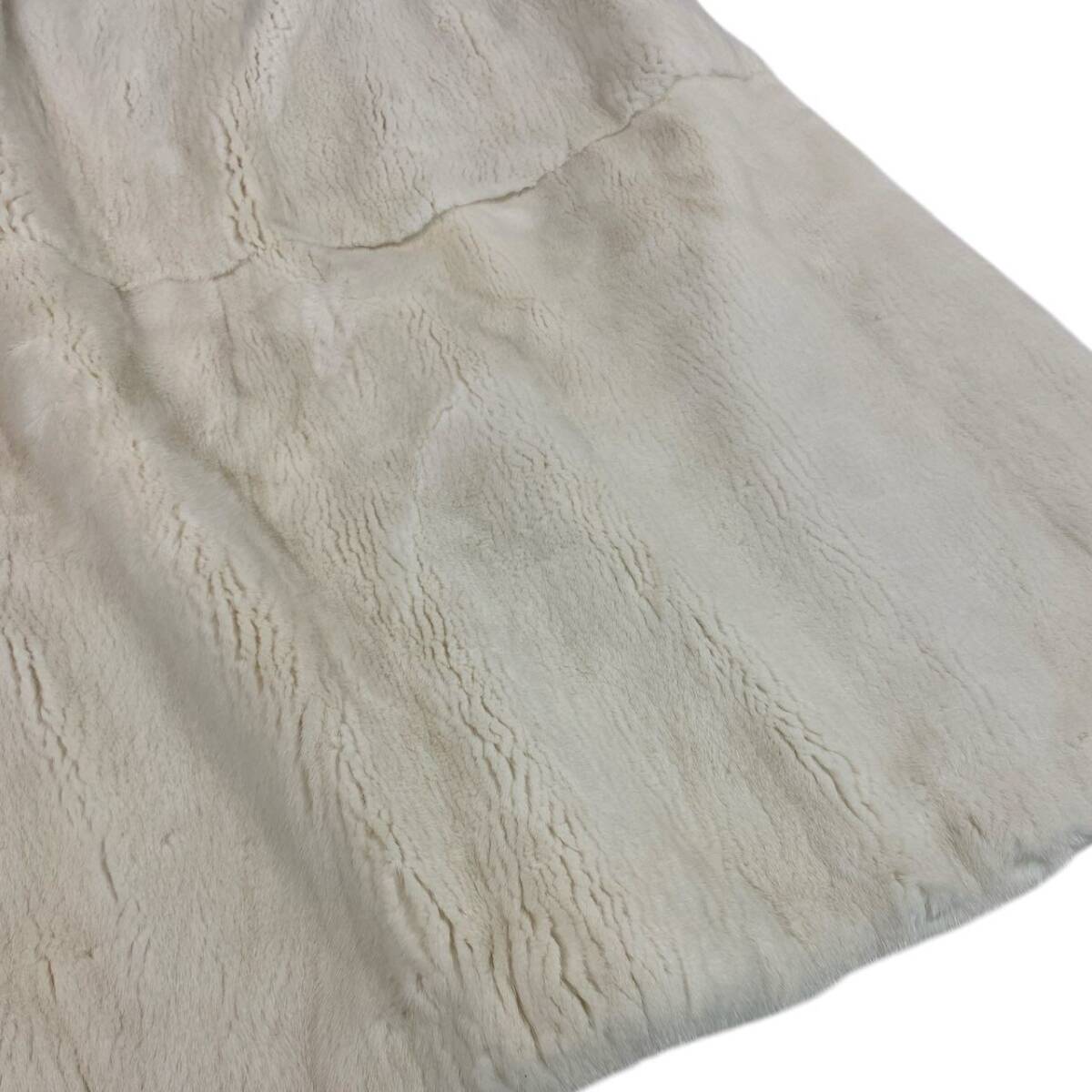 84k5《希少》 Pellacci 極白 パールミンク ロングスカート ホワイト 最高級本毛皮 MINK FUR リアルファーt18r_画像4
