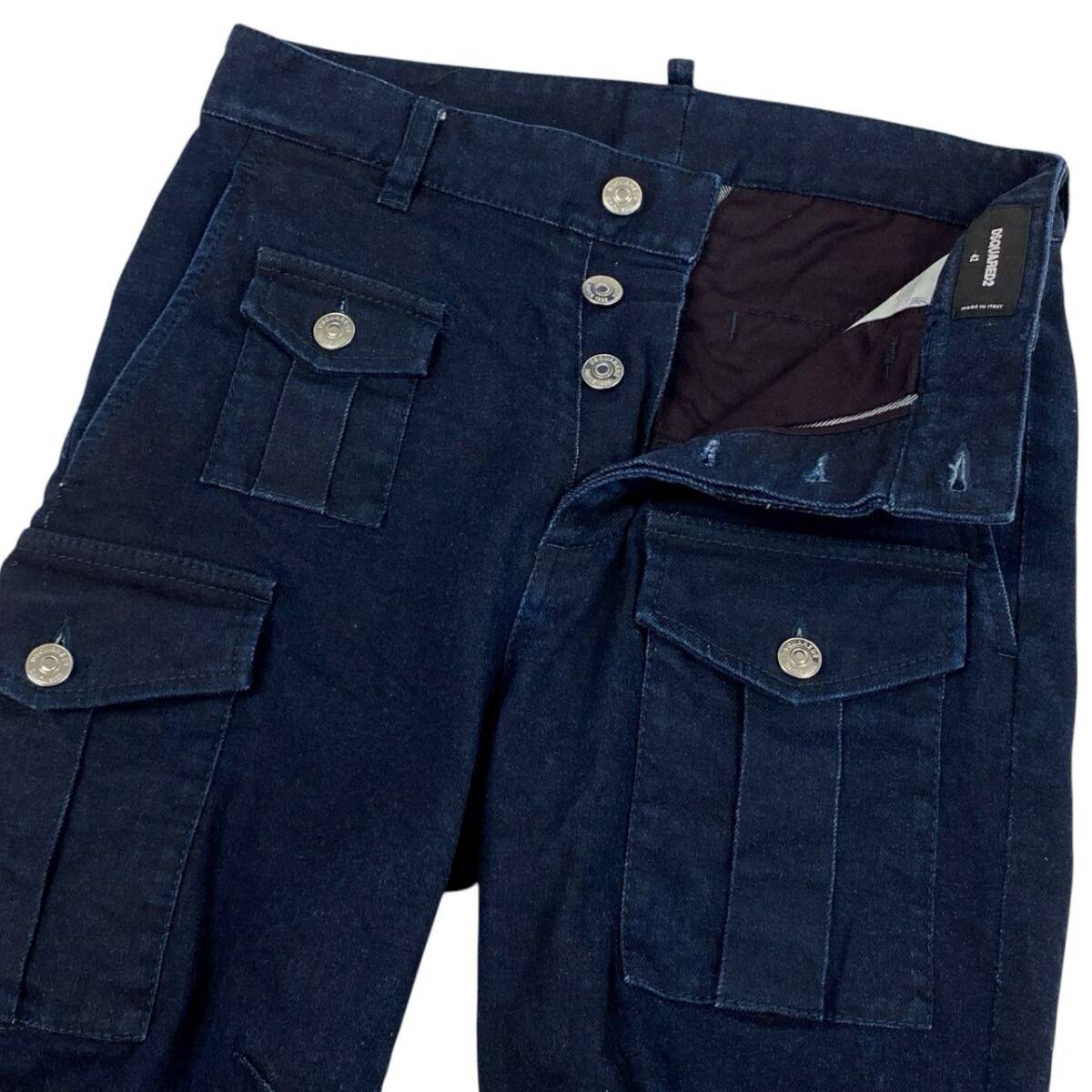 84j5 Dsquared2 ディースクエアード デニムカーゴパンツ ジーンズ ボトムス S74KB0507 42 XXSサイズ相当 インディゴブルー o07t_画像3