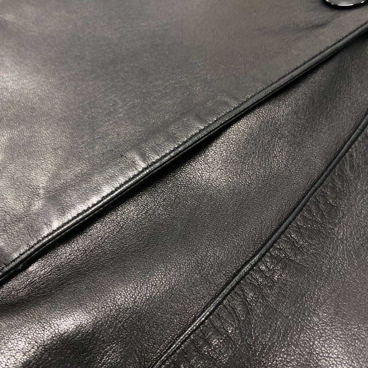 10k11 agnes b. SPECIAL アニエスベースペシャル レザー ロングジャケット チェスターコート ダブルブレスト フランス製 2 ブラックu02t_画像8