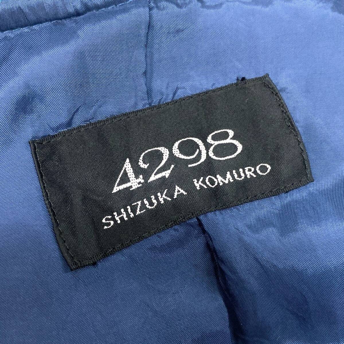 40k18【美品】SHIZUKA KOMURO シズカコムロ ダウンコート ロングコート 薔薇 Aライン 42サイズ ネイビー レディースu02t_画像8