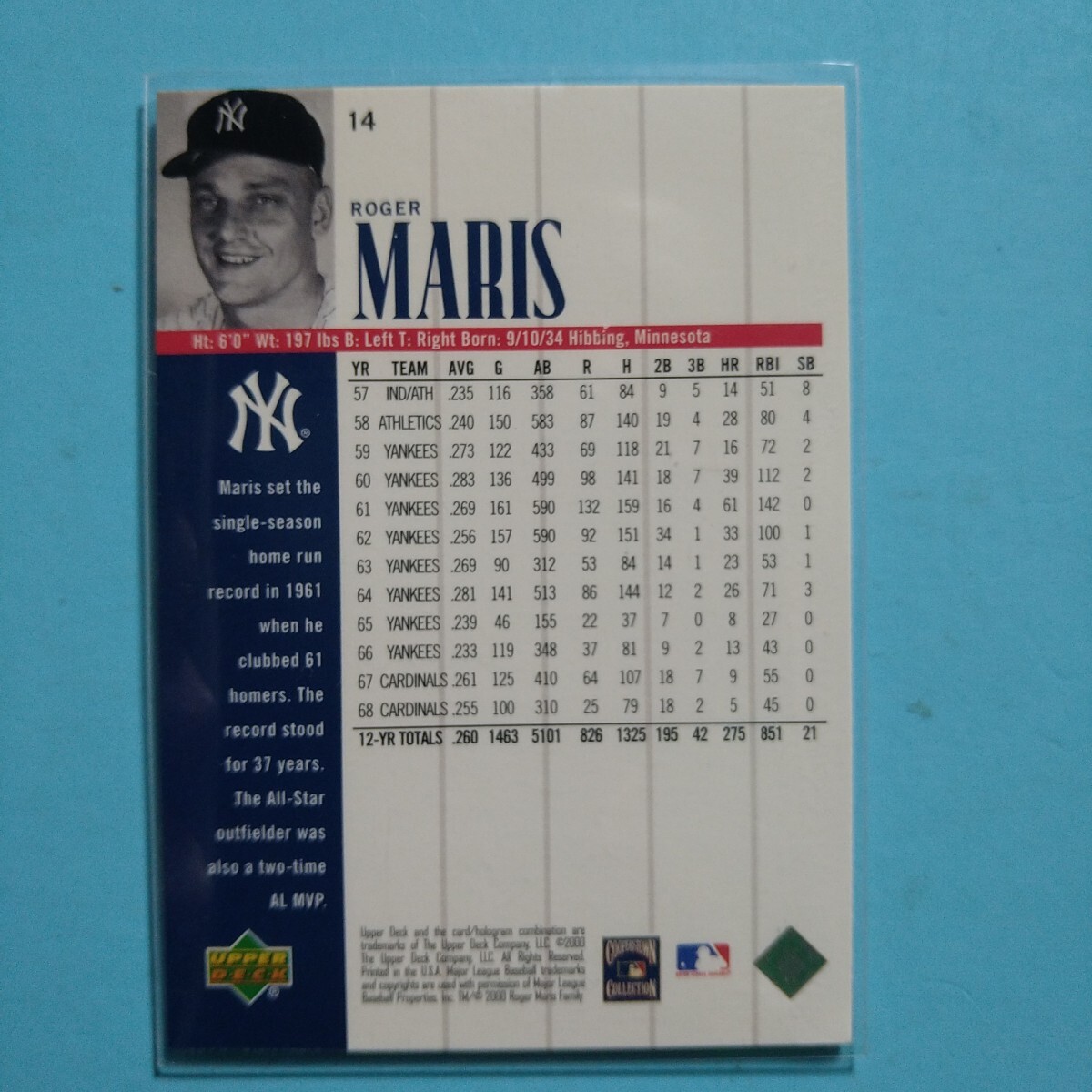 2000 UPPER DECK Yankees 14 Roger *ma белка ROGER MARIS NYyan Keith 