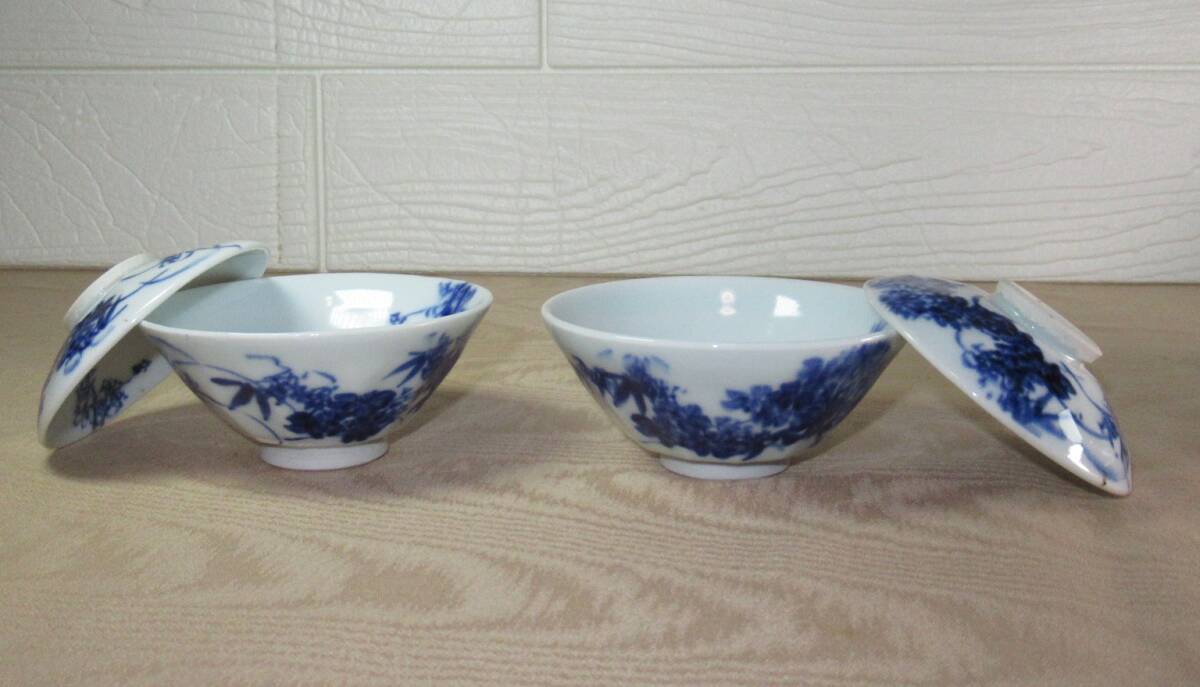 京焼　蓋つき小鉢5客　箱無/ユーズド　経年品_画像2