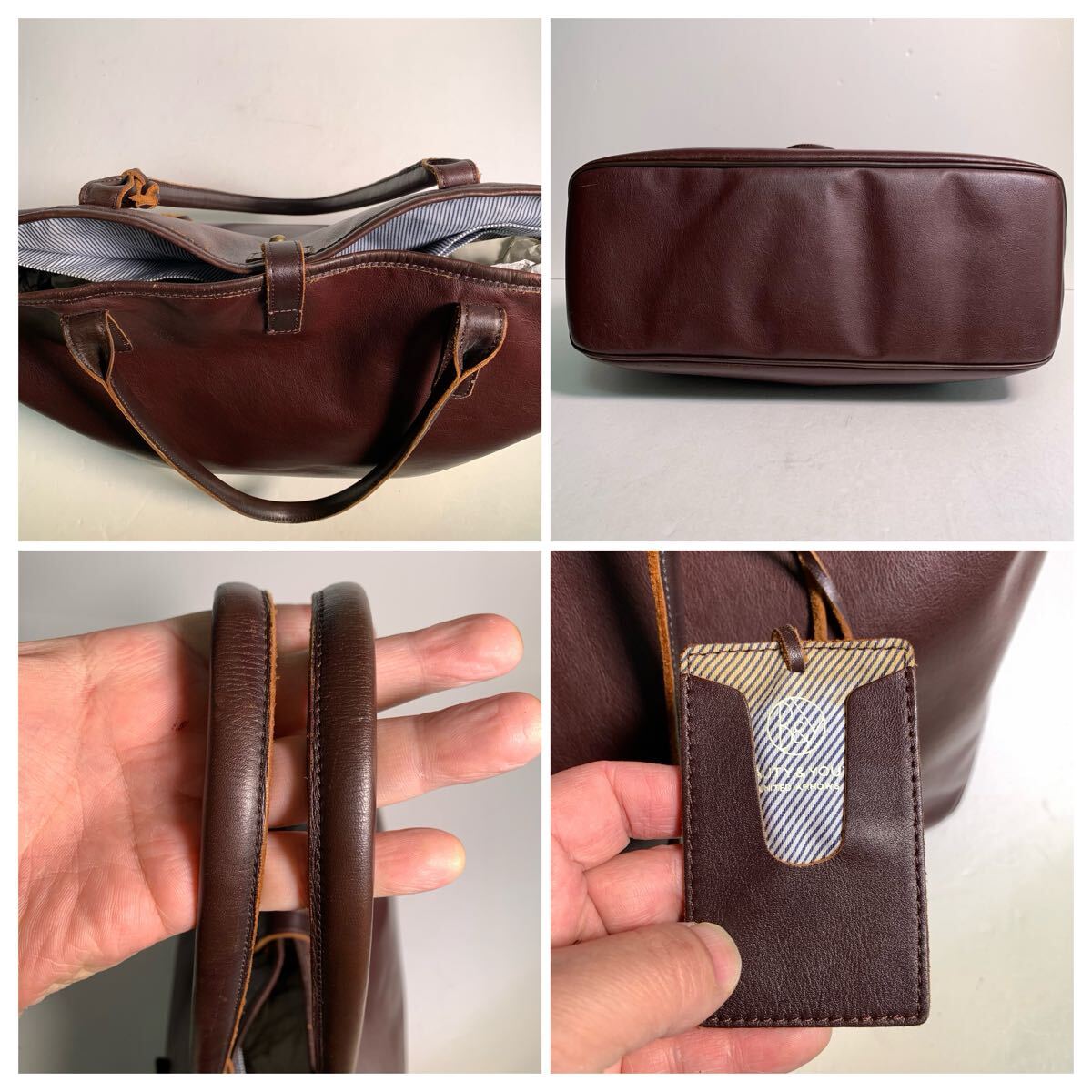 BEAUTY&YOUTH 本革 レザー トートバッグ ビジネストート ブラウン 肩掛け A4収納_画像7