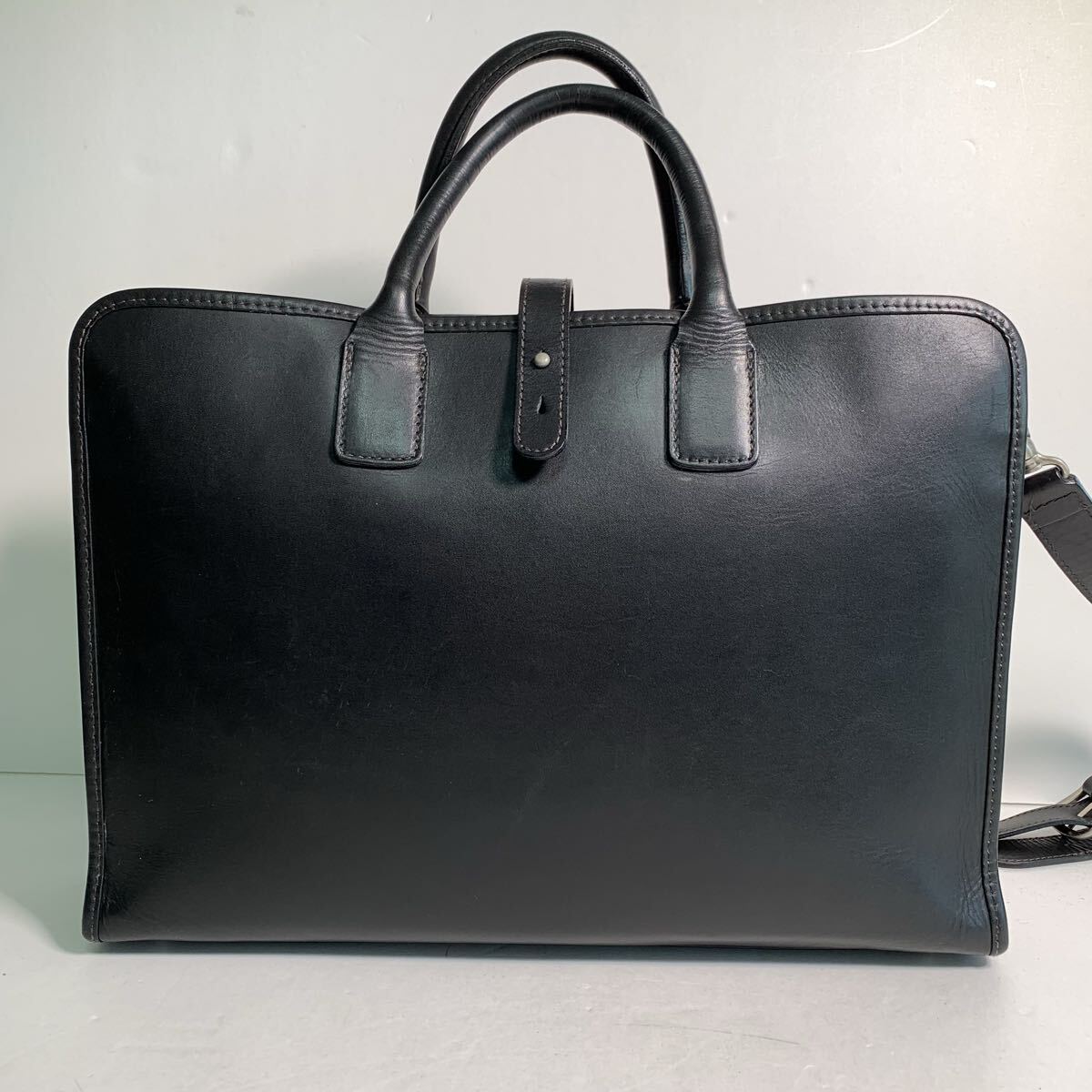 INDEED 本革 2way 3部屋 ビジネスバッグ レザー 黒 日本製 レザーバッグ ブラック_画像2
