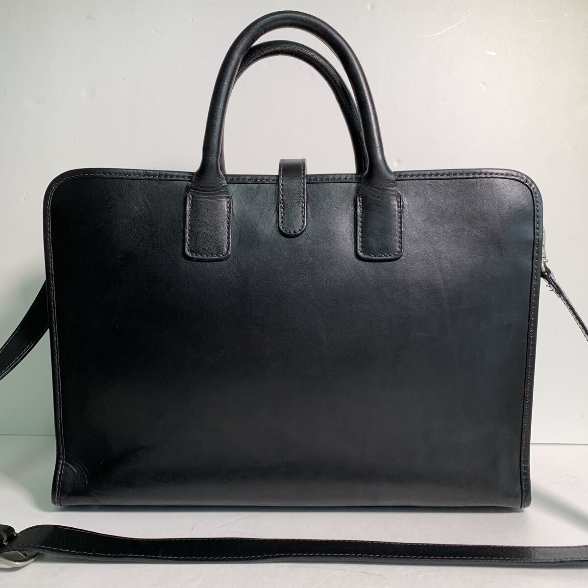 INDEED 本革 2way 3部屋 ビジネスバッグ レザー 黒 日本製 レザーバッグ ブラック_画像3