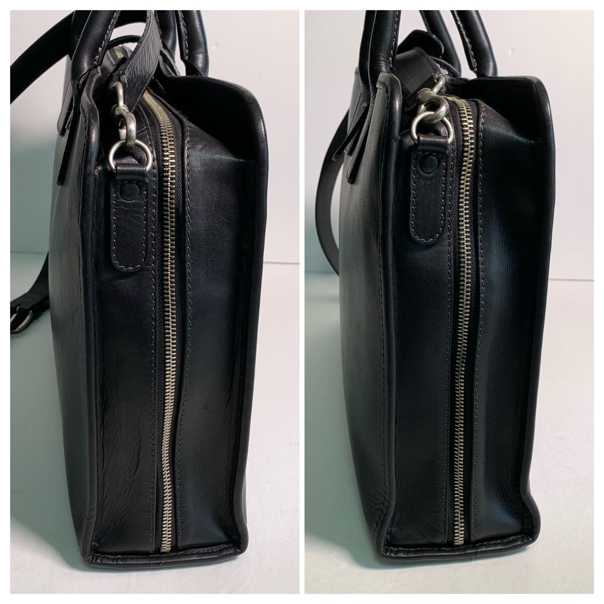 INDEED 本革 2way 3部屋 ビジネスバッグ レザー 黒 日本製 レザーバッグ ブラック_画像4