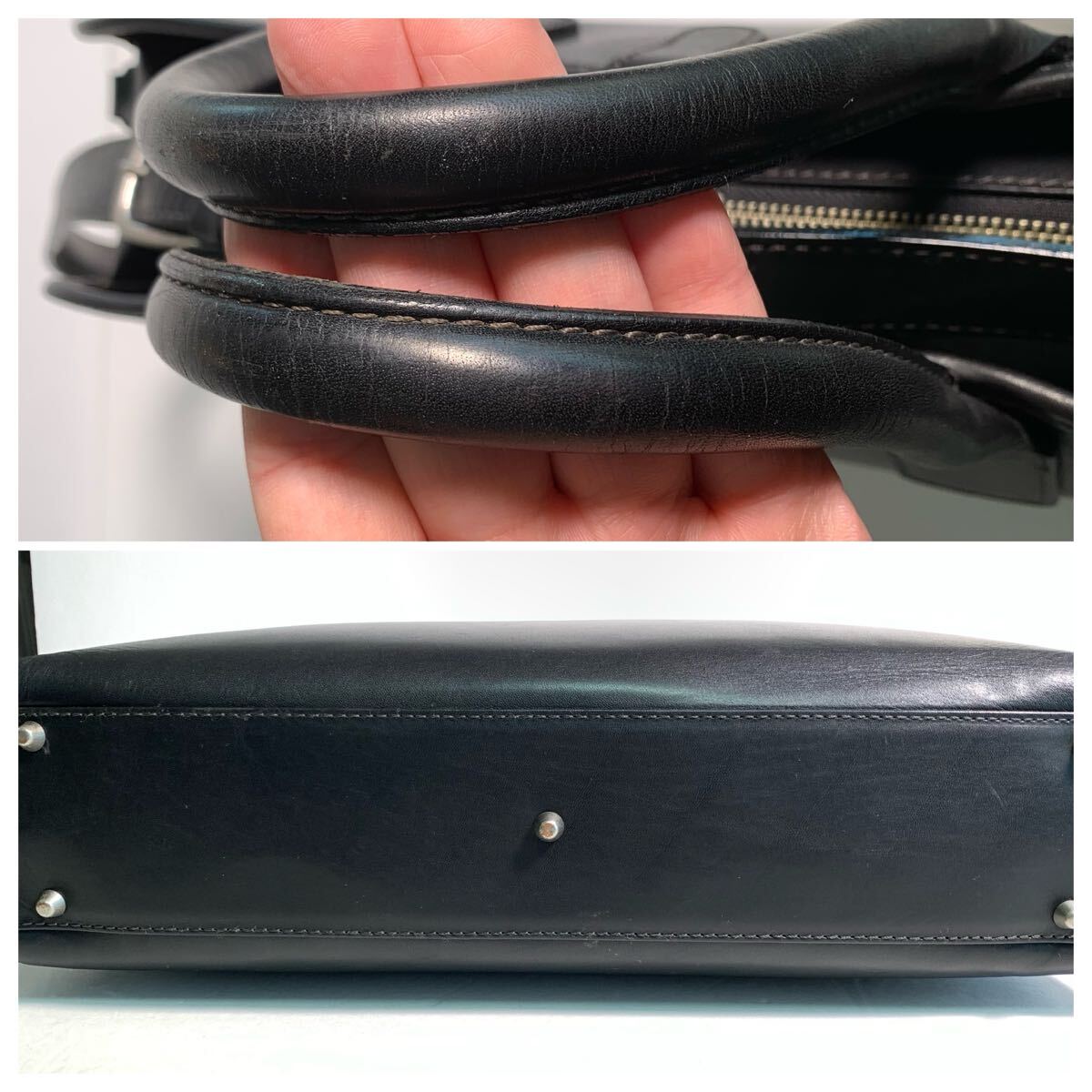 INDEED 本革 2way 3部屋 ビジネスバッグ レザー 黒 日本製 レザーバッグ ブラック_画像6