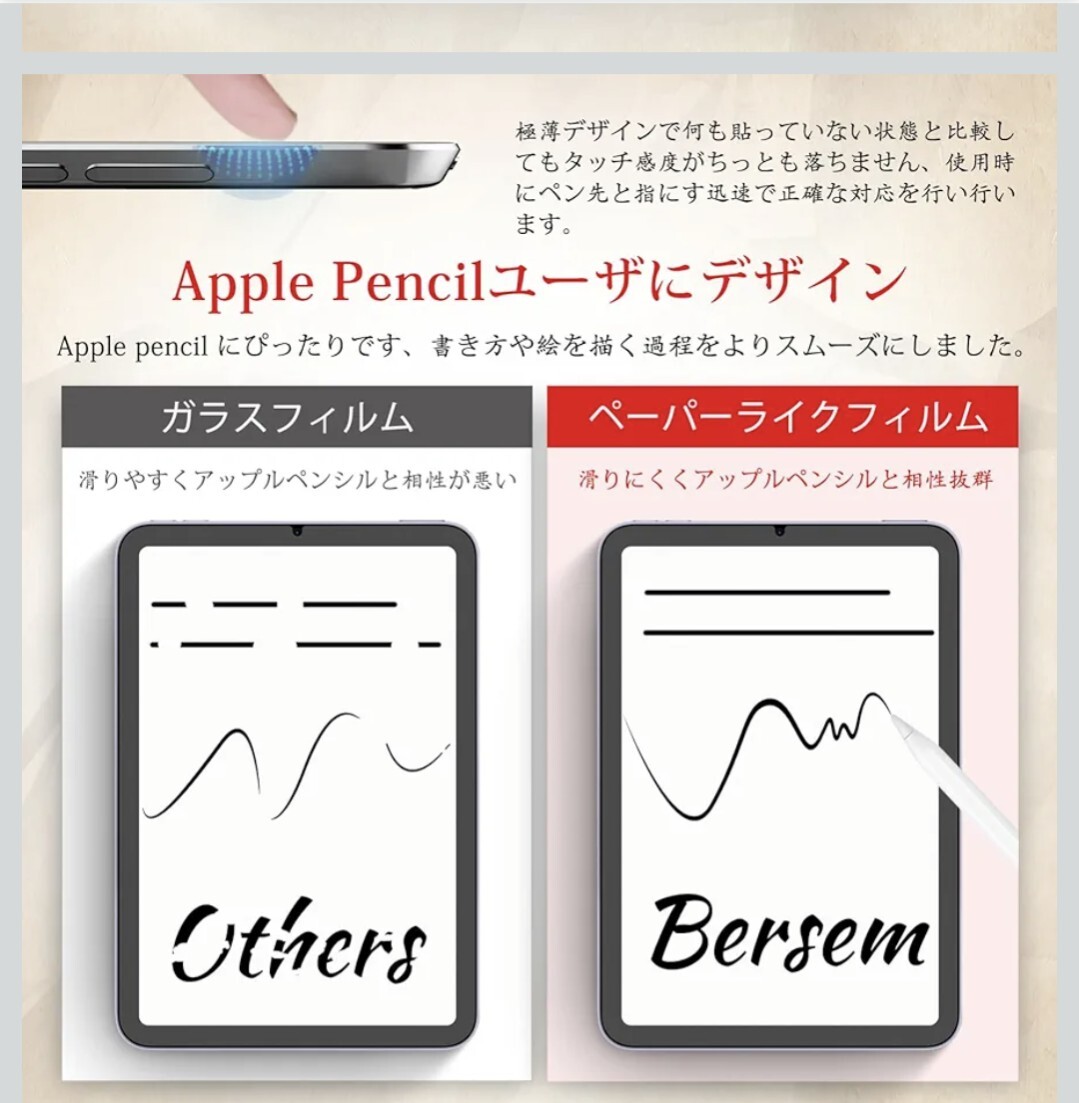 y111114s BERSEM【2枚セット】第10世代 2022 用 ペーパーライクフィルム 10.9インチ 保護フィルム_画像5