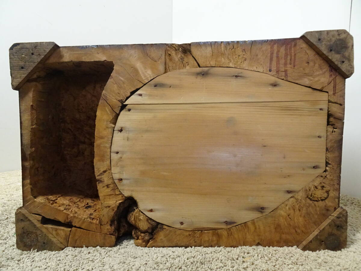 時代 　無垢瘤火鉢　長火鉢　小判型銅製炉落とし　古民具/古玩/骨董/囲炉裏/古民家/鉄瓶/瓶掛/茶道具_画像10