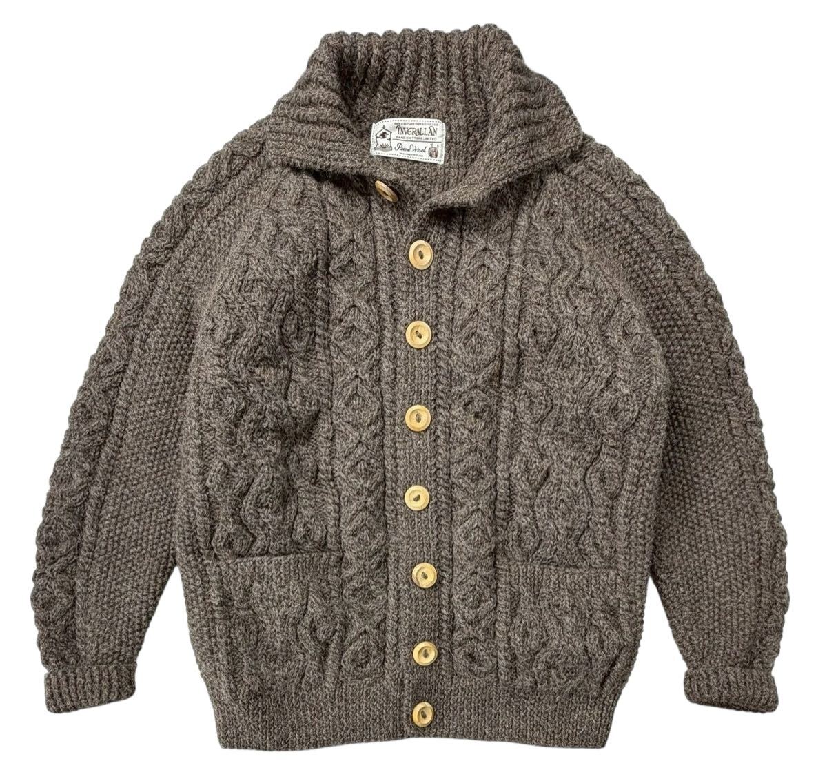 スコットランド製 INVERALLAN インバーアラン 3A ウール カーディガン グレー Mくらい_画像1
