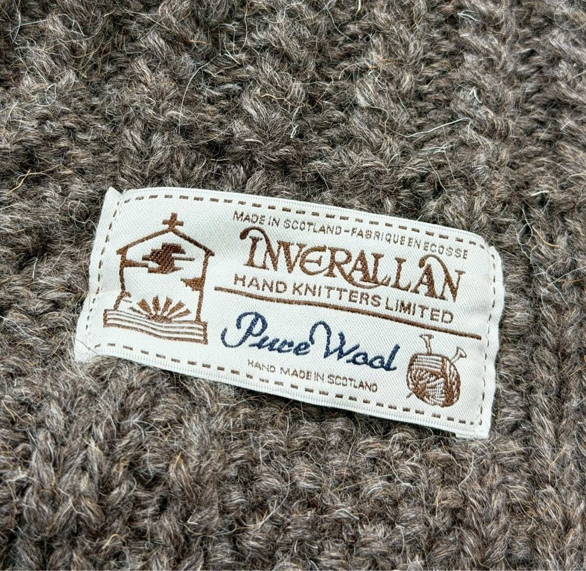 スコットランド製 INVERALLAN インバーアラン 3A ウール カーディガン グレー Mくらい_画像4