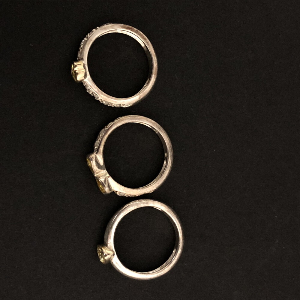 1円 美品 Folli Follie フォリフォリ 四葉 ハート リボン ジルコニア 天然石 3連 リング 指輪 7号　シルバー　/ZX2281_画像7