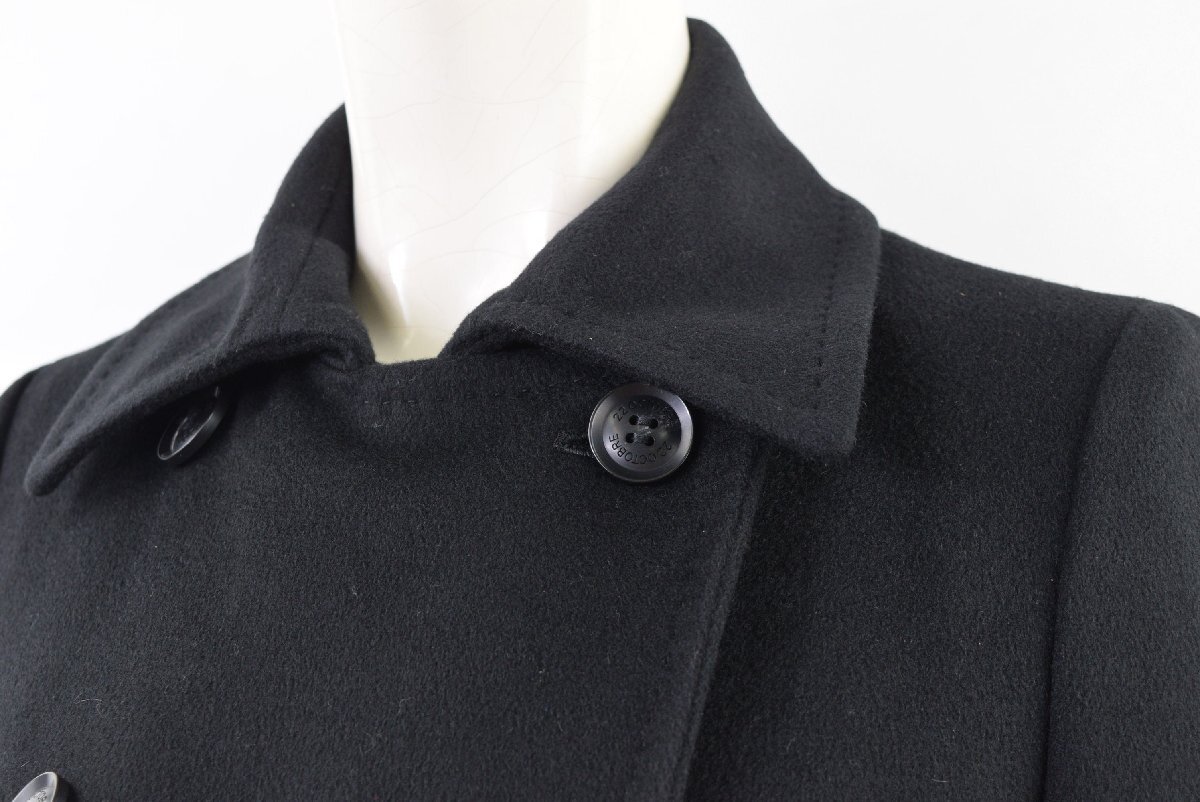 1910-25Q0404★22オクトーブル 22OCTBRE★美品 ダブルボタン カシミヤウール100% ロングコート 40 ブラック 黒_画像3