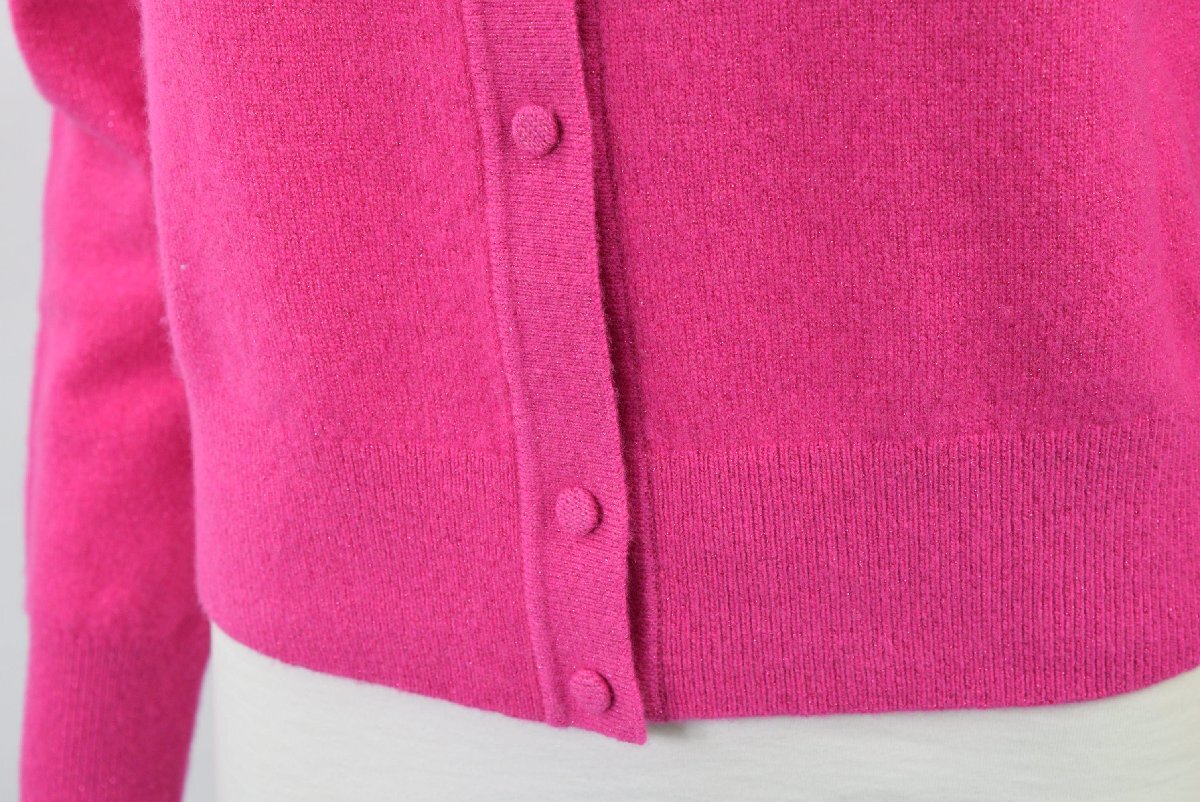 0999-25R0454★theory luxe セオリーリュクス ★美品 クルーネック ウール カーディガン 38 ピンク LUREX/ SELI 37400円_画像3