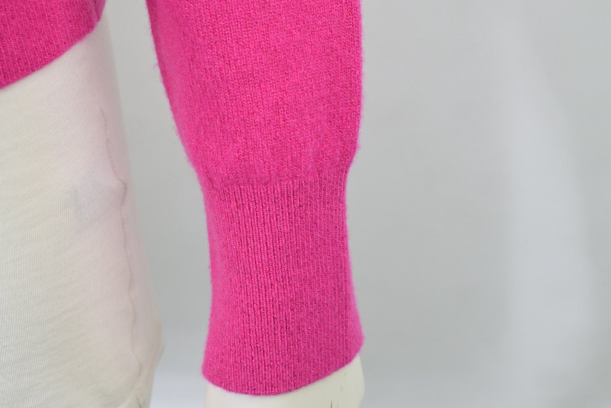 0999-25R0454★theory luxe セオリーリュクス ★美品 クルーネック ウール カーディガン 38 ピンク LUREX/ SELI 37400円_画像4