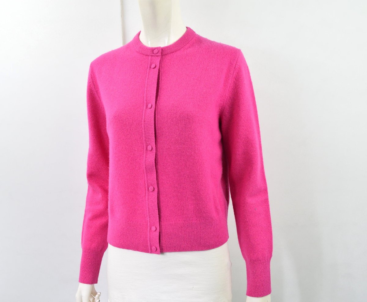 0999-25R0454★theory luxe セオリーリュクス ★美品 クルーネック ウール カーディガン 38 ピンク LUREX/ SELI 37400円_画像1