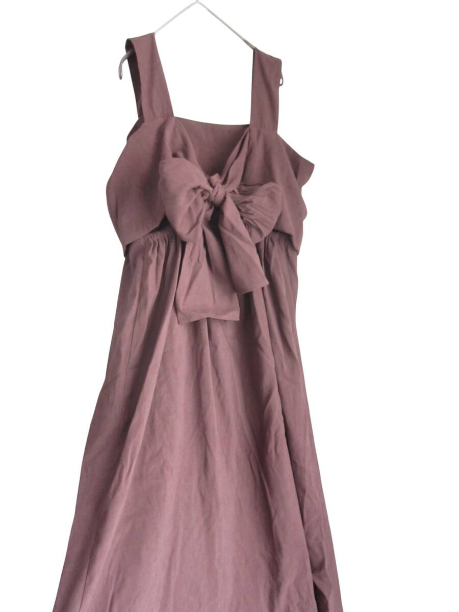 送料無料　W99　美品　【4L】　ブラウン　ベロア調　背中リボン　ワンピース　重ね着に！　大きいサイズ　ゆうパケットプラス_画像4